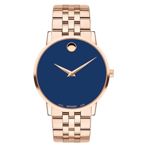 Image of Movado Stainless Steel Museum Analog Blue Dial Men's Watch-607353