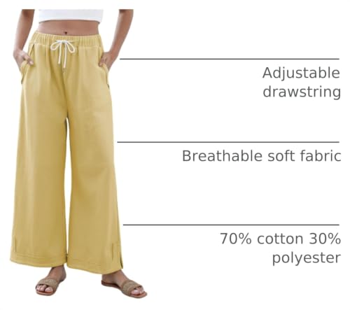 Image of Athlisan Womens Baggy Wide Leg Palazzo Pants Casual Loose Drawstring Elastic Waisted Lounge Trousers with Pockets