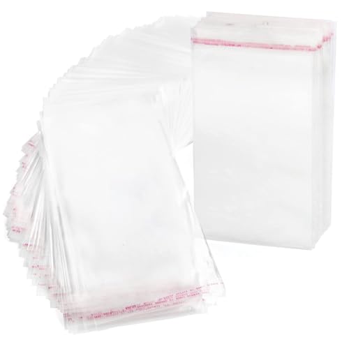 RUBY 200pcs Bolsas Transparente Celofán Plastico Funda OPP con Cierre Adhesivo, 7x12cm