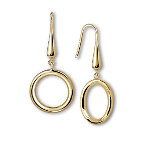 Pendientes Aro Fiama Chapados en Oro de 18K - Diseño Artesanal - 4 cm de Largo - Aro de 1,8 mm de Diámetro - Latón - Hipoalergénicos