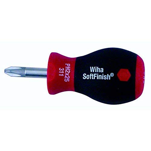 SoftFinish Ergonomic Cushion Grip Stubby Phillips Screwdriver, #2 x 75mm Long