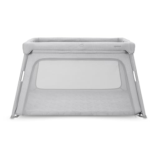 Newton Baby Deluxe Travel Crib & Play Yard Plus Bassinet Attachment Included | Largest in Class Breathable Washable Mattress Foldable Playpen for Toddlers Travel Bag Grey
