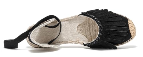 Image of Women's Espadrille FLat Sandals Closed Toe Ankle Wrap,Classic Lace Up Summer Dressy Flat Shoes