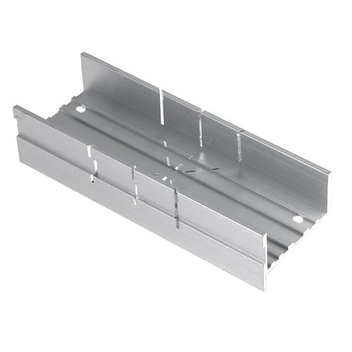 Caja ingletadora de metal de aluminio y acero, caja de inglete pequeña de 5.3 pulgadas, 90 grados, caja de corte de ángulo de madera pequeña de 45 grados con 3 ángulos de corte para sierra manual