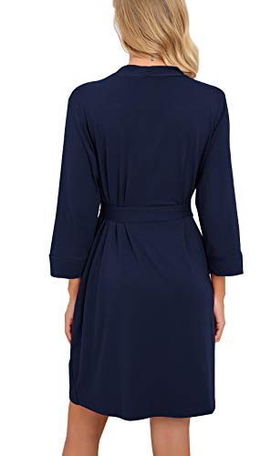 Image of PrinStory Womens Robe Lightweight Short Knit Bathrobe Soft Ladies Sleepwear with Pockets