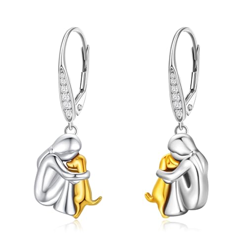 Image of 925 Sterling Silver Dog Earrings Cute Animal Puppy Stud Earrings Dog Jewelry Gifts for Women Girls Pet Lover Hypoallergenic Earrings for Sensitive Ears