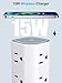 Power Strip Tower with Wireless Charger, Flat Plug Surge Protector Tower with 6FT Extension Cord, 12 AC Multiple Outlets, 4 USB (2 USB C),15W Wireless Charging Power Tower for Home Office Dorm, White