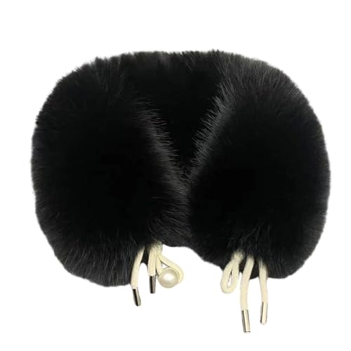 Ldbuejiaja Abrigo, bufanda de cuello peludo, felpa acogedora, diseño unisex, felpa suave, compañero para clima frío, unisex peludo, Negro , Talla única