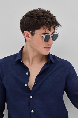 Image of SNITCH Navy Textured Collared Shirts