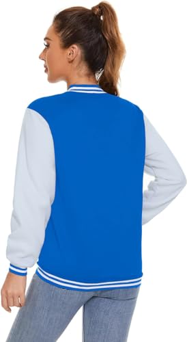 Image of Varsity Jacket Women Men's Baseball School Uniform Button Up Unsex Adult Long Sleeve Coat Fashion Jacket