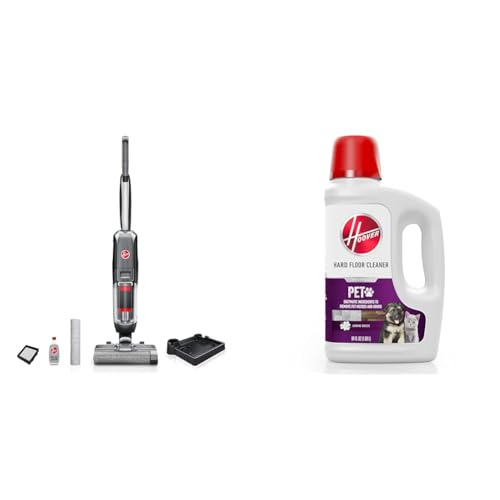 Image of Hoover Streamline Corded Hard Floor Cleaner, FH46000V + Hoover Pet Hard Floor Cleaner, Concentrated Pet Cleaning Solution for Hard Floor Machines, 64 oz, AH31451