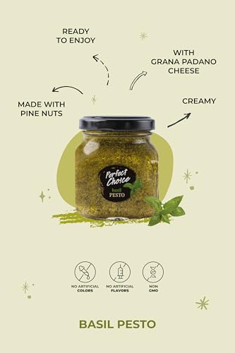 Image of Perfect Choice Basil Pesto Sauce 3 Pack - Gourmet Ready-to-Use Italian Pesto, Rich Flavor Basil Sauce Set, Single-Serve Bottles for Pasta Chicken Salads & Snacks, Convenient Sampler Gift Pack