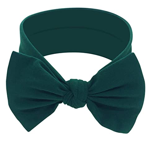 Diadema para bebés hecha a mano en algodón verde oscuro, lazo infantil suave de 3 a 36 meses