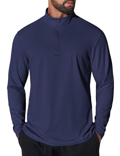 COOFANDY Mens Quarter Zip Pullover UPF 50+ Long Sleeve Sun Protection Shirts Golf Fishing Running Rash Guard T-Shirts