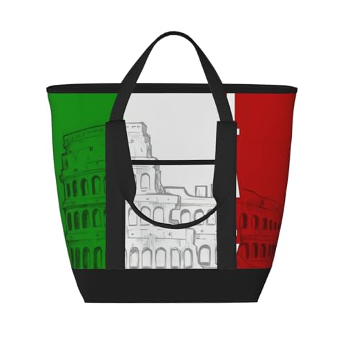hhxvcv Loon Nature - Bolsa térmica de gran capacidad con estampado de pájaros, duradera para el trabajo, picnic, viajes y compras de comestibles, Bandera italiana del Coliseo Romano, Talla única