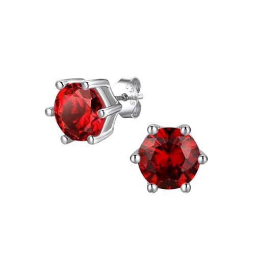 FindChic 2 Carat Birthstone Stud Earrings for Women, Round/Heart/Princess Cut Stud Earrings, Hypoallergenic Studs with 925 Sterling Silver Posts, 12 Months Birthday Jewelry Gift 01. January-
