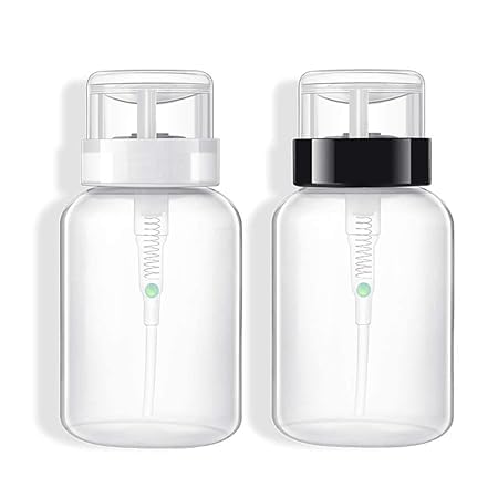 Rinpoche Refillable Push Down Empty Lockable Pump Dispenser Bottle Nail Polish And Makeup Remover Acetone Containers for Women's (Transparent) (Pack Of 1)