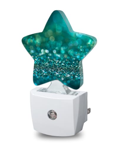 Image of Star Night Light with Dusk to Dawn Sensor, Green Glittering Plug in Night Light for Kids Bedroom Nursery, Soft Warm Glow Lamp for Hallway Bathroom Energy Saving