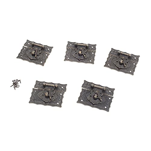 Hasp lock rectangulaire en bronze style antique pour boite a bijoux 56x67mm - 3