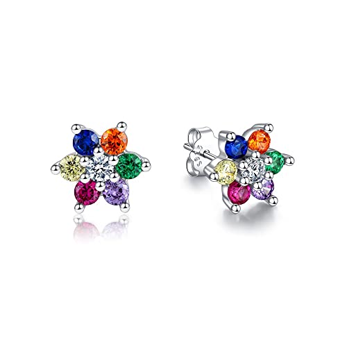Titanium Earrings flower Earrings Stud for Sensitive Ears Surgical Stainless Steel Cubic Zirconia Earrings for Women Girls