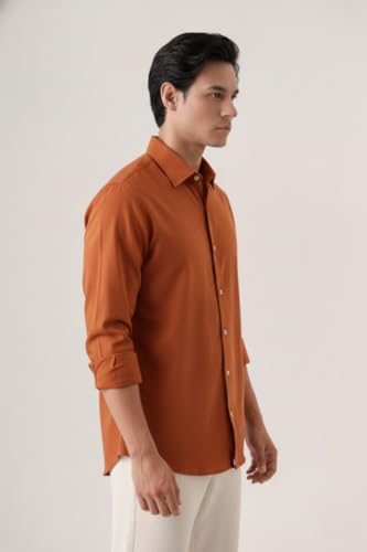 Image of CRYSTAL SKY Men Airy Linen Cotton Shirt Regular Fit Full Sleeves Solid Formal Shirt Stylish Daily Casual Office Wear
