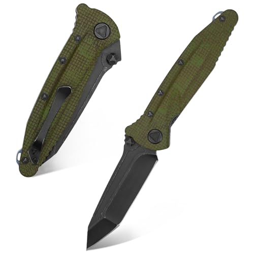 Eafengrow EF55 Pocket Knife Folding Knife G10 Handle D2 Steel Blade Folder EDC Tool Knifes for Working Camping with Clip(Green)