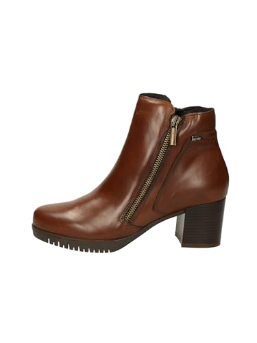 Valleverde 46352 Stivaletti da donna in pelle Nappa Cuoio con doppia cerniera e tacco alto (taglia 40)