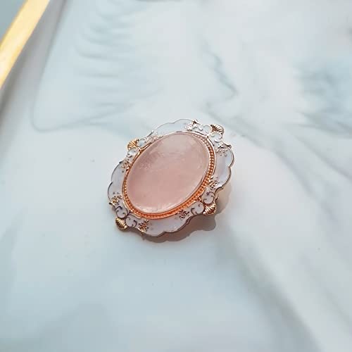 Ccijing New Year Brooch Pins For Women Girl Fashion Flower/Leaf/Butterfly/Parrot/Snowflake Lapel Pin Cameo Pin Safety Pin For Christmas Party Birthday Fashionable Gifts（Pink Crystal Cameo Brooch） #TOP1