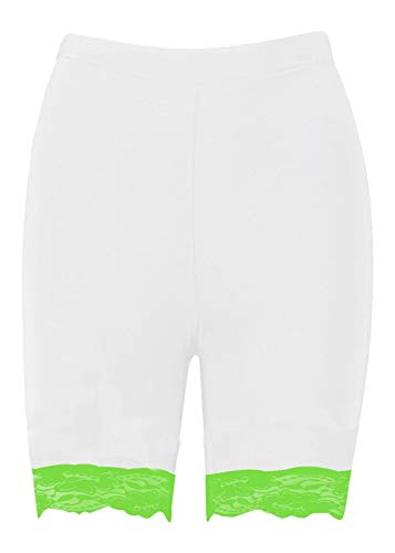 Womens Scallop Lace Trim Plain Gym Bike Tights Viscose Cycling Shorts Hot Pants