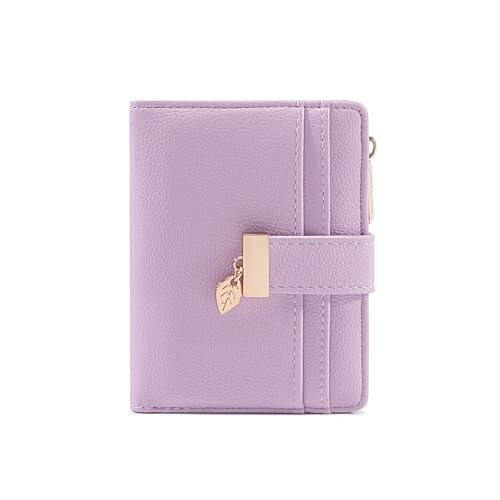Image of Pomelo Best Wallet Women Bifold Leather Wallets for Women Credit Card Holder with ID Window Zipper Coin Pocket Light Purple