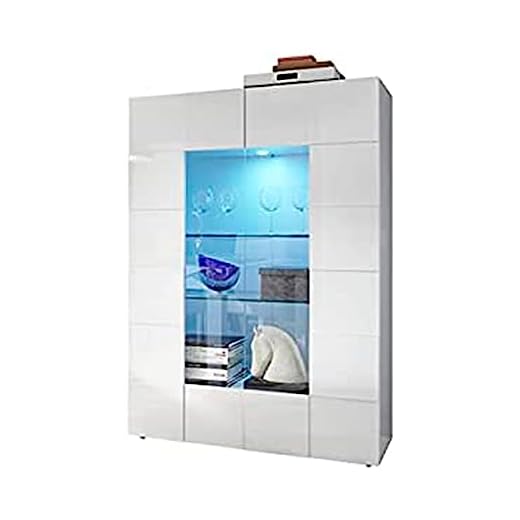 SHIITO - Aparador - 166 x 43 x 121 cm - Modelo Dama - Mueble Recibidor con 2 Puertas - Baldas de Cristal - con 4 Huecos para Almacenaje Extra - Blanco