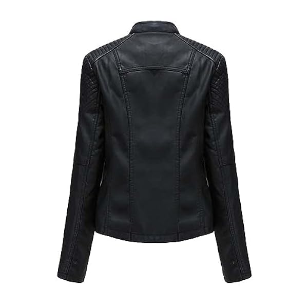 Adhdyuud Dames Pu Faux Lederen Jassen Herfst Lange Mouw Rits Slanke Moto Biker Jas Losse Uitloper Tops