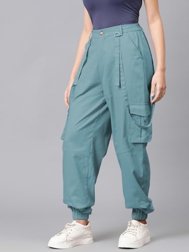 Image of KOTTY Women's High Rise Relaxed || Straight || Joggers Fit Cargo's for Pants || Trousers