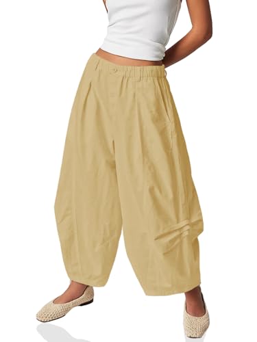 Cicy Bell Womens Harem Pants Casual Baggy Elastic Waist Wide Leg Beach Pants with Pockets2