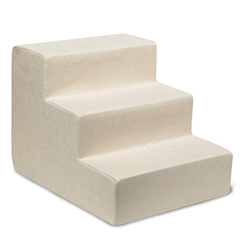 Image of USA Made Pet Steps /Stairs with CertiPUR-US Certified Foam for Dogs & Cats by Best Pet Supplies - Ivory, 3-Step (H: 13.5 inch)