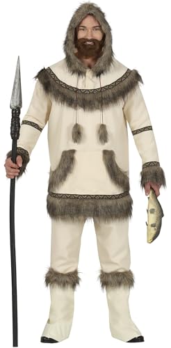 FIESTAS GUIRCA | Costume d'Esquimau pour Homme (48-50/M) - Chemise, Capuche, Couvre-bottes et Pantalon - Costumes de Cultures du Monde pour Halloween, Carnaval et Fêtes Déguisées - Adulte