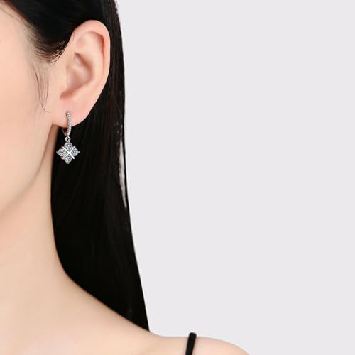 Boucles d'oreilles croix argent sterling et moissanite classiques pour femme - 2