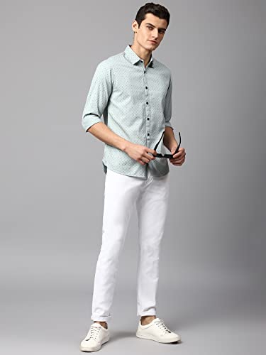 Image of Dennis Lingo Men's Grey Slim Fit Cotton Casual Shirt