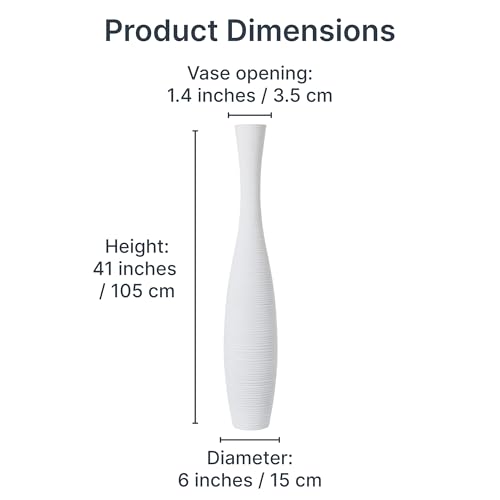 Image of Leewadee Large Floor Vase 41 inches Mango Wood for Pampas Grass, Dried Flowers