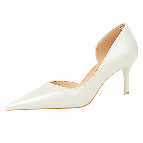 Womens Ladies High Heel Stiletto Pointy Pointed Toe Pumps Side Cut Out Party Work Office Court Prom Dress Shoes