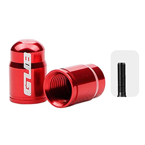 Par de tapas para válvula de neumáticos de bicicleta en aleación de aluminio para válvulas Presta French/Schrader American, cubiertas ultraligeras para polvo para neumáticos de montaña y carretera, color rojo miniatura 4