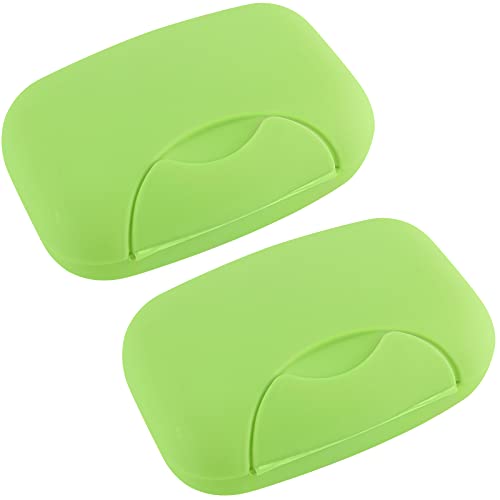 Inovat 2 Pcs Plastic Soap Case Holder Container Box Home Outdoor Hiking Camping Travel Light Green