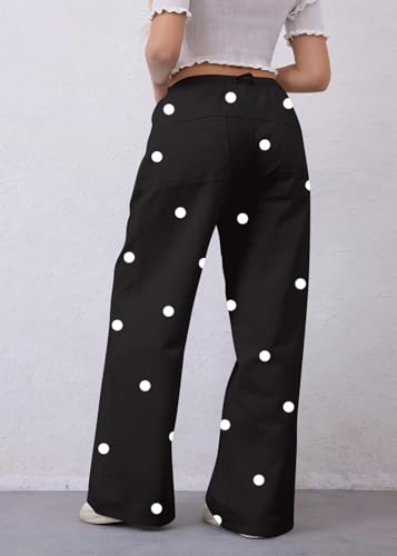 Image of MISSACTIVER Women Drawstring Striped Pants Loose Wide Leg Trousers Casual Low Waist Pants Comfy Lounge Pants with Pockets