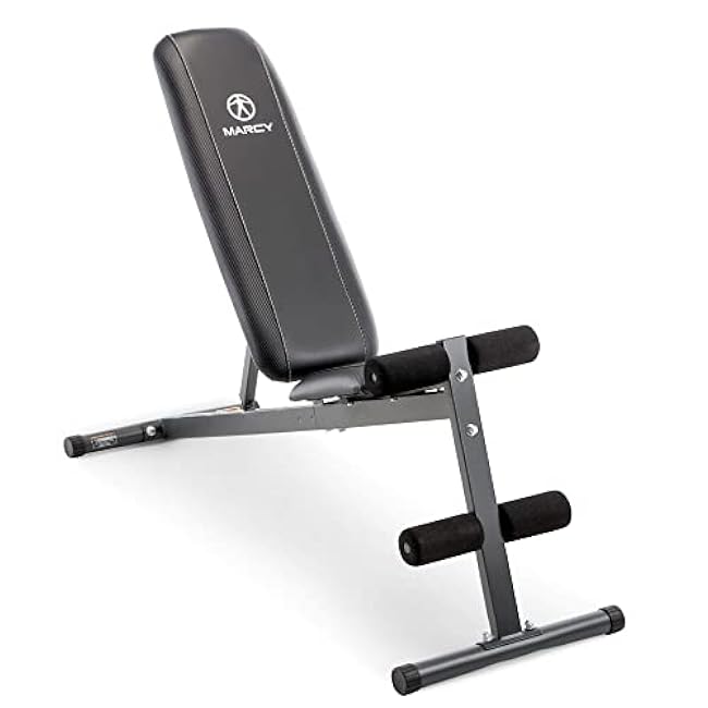 Marcy Exercise Utility Bench for Upright, Incline, Decline, and Flat Exercise SB-261W , Black , 42.00 x 19.00 x 51.00 inches