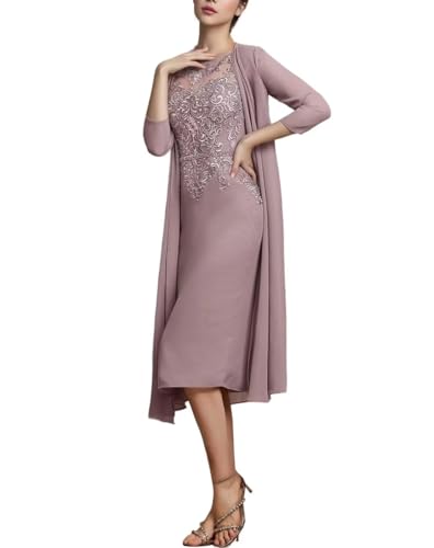 CSYPJYT Mother of The Bride Dresses Tea Length Grandmother of The Bride Dresses Wedding Guest Groom Dress Jacket3