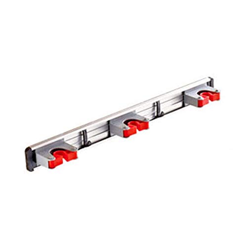 Wall Mount Broom Holder Mop Hanger with 3 Hooks Cleaning Tools Utility Rack for Garage Closet Bathroom Garden Tool Storage