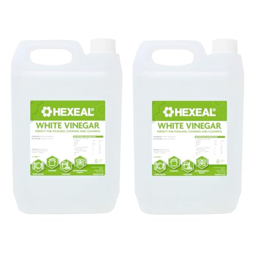 Hexeal White Vinegar 10L 2 x 5L of Food Grade White Vinegar for Cooking Cleaning Pickling & Baking Cleans Surfaces Deodorises & Removes Grime
