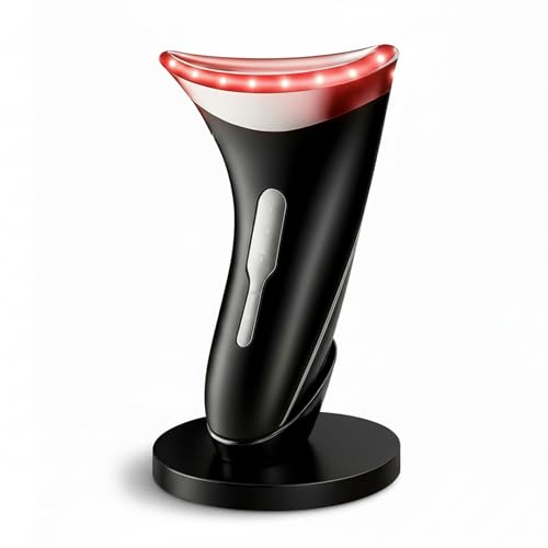 True Health Electric Face Massager – Face Massager Facial Lifting Device with 3 LED Light Colours and 3 Modes, Microcurrent Device, Warm Compress, Sound Vibration for Jawline & Neck Sculptor – Black