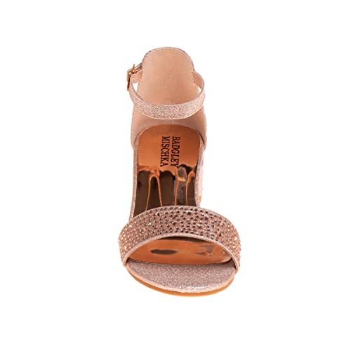 Badgley Mischka BM80285S Girls Dress Shoes - Sandy Rhinestone Dress Pump Sandals With Ankle Strap Heels For Kids - Rose Gold thumb #3