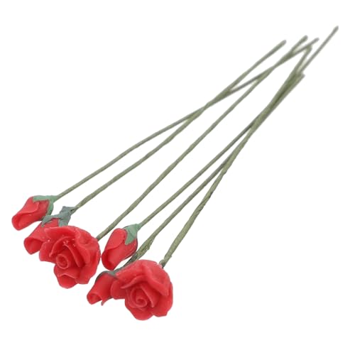 SOIMISS 6Pcs Miniature Rose Decor Simulation Roses for Dollhouse Ornaments Fairy Garden Crafting Mixed Style Micro Plant Models